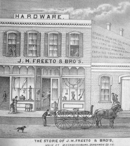 Above and top, two views of Mechanicsburg businesses in the late 1800s (from 175 Years of Memories)