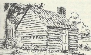 What Springfield's first school house might have looked like, from The Sangamon Country by Helen Van Cleave Blankmeyer