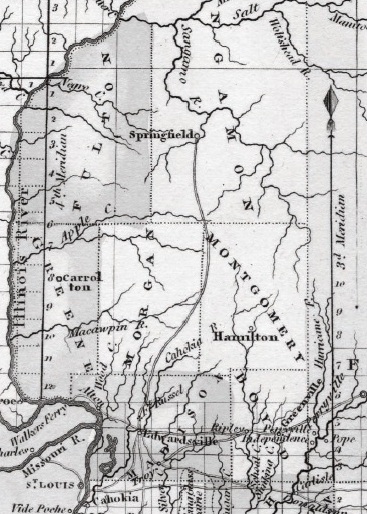 Edwards Trace, Edwardsville to Springfield, c. 1823 (Fielding Lucas Jr., 1823)