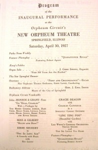 Orpheum program for opening day, April 30, 1927