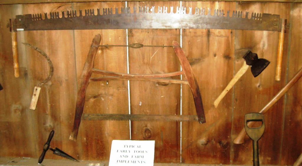 Display of pioneer tools at the Clayville Historic Site. (SCHS photo)
