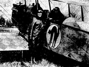 Nellie Browne Duff poses next to the plane in which she took her first flight. (Courtesy SJR)