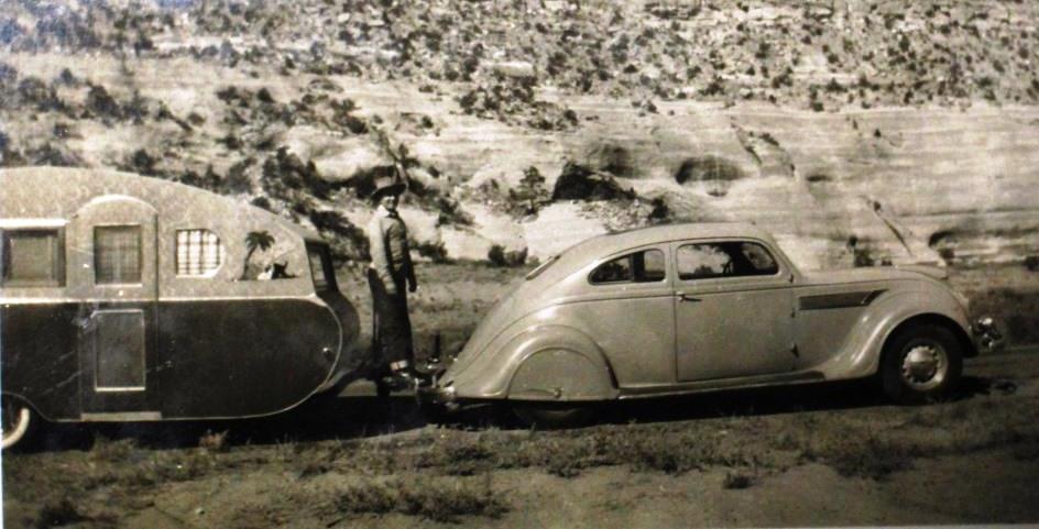 A later southwest trip, with Watson standing on the tow hitch. 