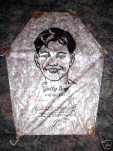 A hexagonal Jolly Boy kite, with instructions under the trademark illustration (eBay)