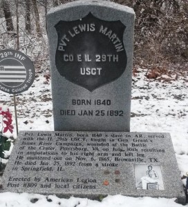Pvt. Lewis Martin's gravestone, Oak Ridge Cemetery (SCHS)