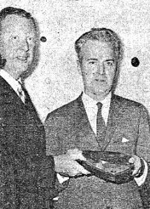 George Hoffman, right, receives First Citizen award from newspaper publisher John P. Clarke (courtesy SJR)