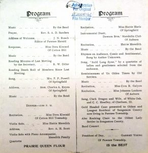 Program for the 1900 reunion (Sangamon Valley Collection)