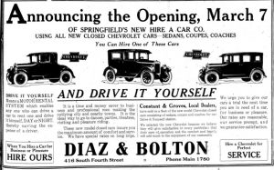 Advertisement for Diaz & Bolton, Illinois State Journal, 1925 (courtesy State Journal-Register)