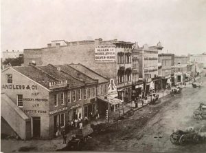 Rebuilt west side of the Springfield square, 1859 (Sangamon Valley Collection)