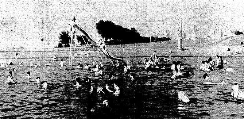 Some 2,200 people thronged Lake Springfield Beach on July 9, 1936. (Courtesy State Journal-Register)