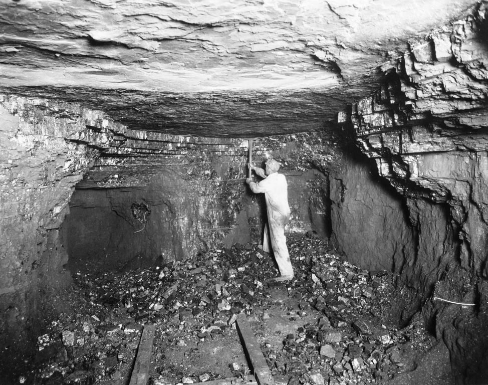 Sangamon County miner at the coal face, undated (Sangamon Valley Collection)