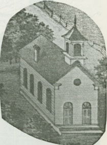Second Antioch Christian Church building (from 1874 county atlas)