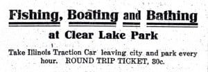 1911 newspaper advertisement for Clear Lake