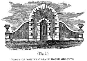 Drawing of the temporary vault built on the Mather Block.