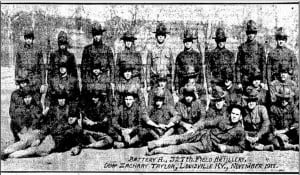 A soldier identified only as "Rauktis" -- almost certainly Walter Rauktis -- is on the far right of the back row in this photo published Dec. 3, 1917, in the Illinois State Register. (Courtesy Sj-R)
