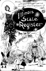 The arches were depicted in the Illinois State Register's special section on the 1899 state fair (SJR)