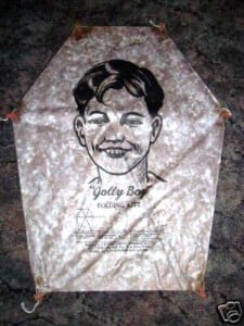 A hexagonal Jolly Boy kite, with instructions under the trademark illustration (eBay)