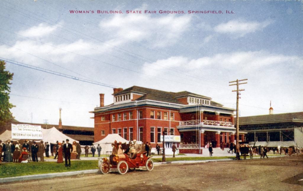 The Illinois State Fairgrounds Woman's Building (also known as the Administration Building) was converted to an emergency influenza hospital. (Courtesy Tom Fitch)
