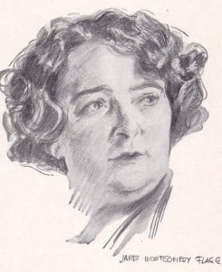Nellie Revell, illustration by James Montgomery Flagg for "Right Off the Chest" (Courtesy Barbara Humphrey)