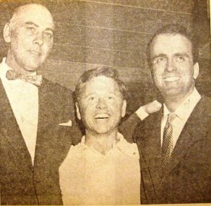 Harold Henderson, left, and Hugo Giovagnoli, owners of the Lake Club, with Mickey Rooney, 1953 (SVC)