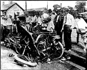 The Withrow car, which Arthur Withrow had bought only two wees earlier, following the collision (SJR)