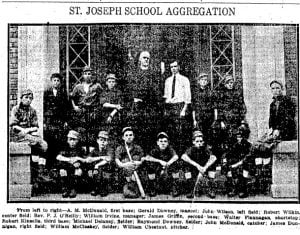 The St. Joseph School baseball team; photo published in Sept. 21, 1913 Illinois State Register (Courtesy SJR)