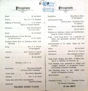 Program for the 1900 reunion (Sangamon Valley Collection)