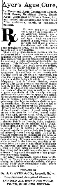 An Ayers Ague Cure ad (Courtesy SJR)