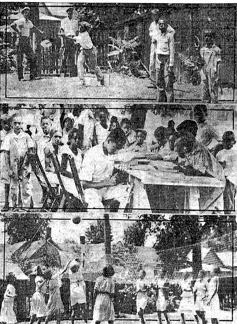 Activities -- horseshoes, woodworking and volleyball -- at the Douglass Center in June 1932 (Courtesy State Journal-Register; odd crop marks are in original)