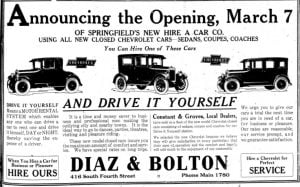 Advertisement for Diaz & Bolton, Illinois State Journal, 1925 (courtesy State Journal-Register)