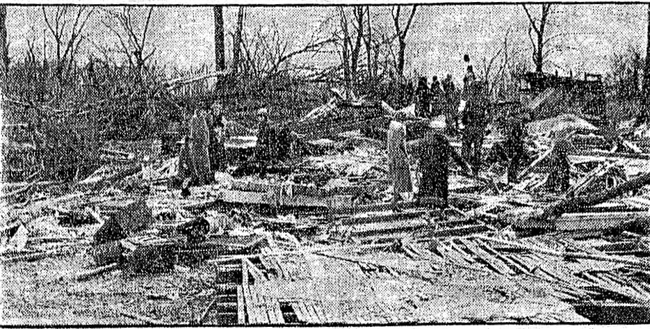 The D.J. Ross home was blown down, but a woman inside survived. (Courtesy State Journal-Register)