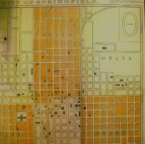 The oval labeled "Driving Park," top right corner of the 1877 map, is the approximate location of the Great National Horse Show of 1865. The area was used for horse racing and demonstrations for a decade or more. (SVC)