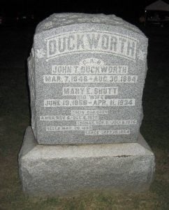 Mary Shutt Duckworth, the last person interred at Wilmer, lies with her husband and three children who died in the 1800s.